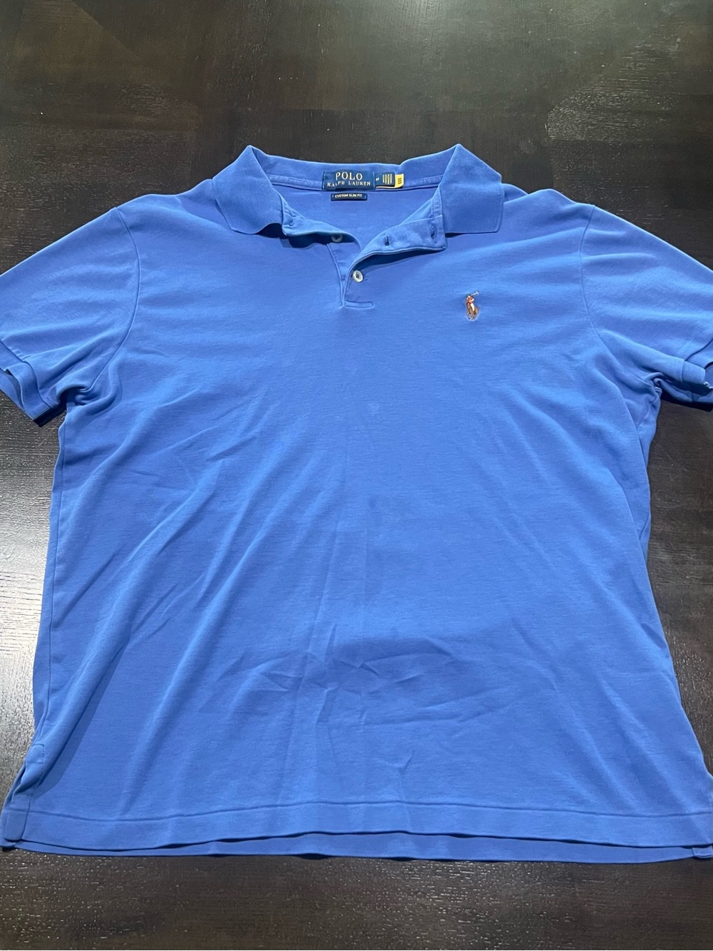 Polo Ralph Lauren Custom Slim Fit Blue Cotton Short Sleeve Logo Polo M Golf